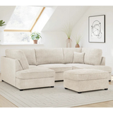 Carnaby Boucle Fabric U-Shape Corner Sofa In Beige