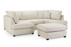 Carnaby Classic U-Shape Corner Sofa In Beige With Footstool