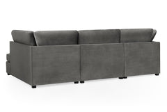 Carnaby Plush Velvet Fabric U-Shape Corner Sofa In Grey