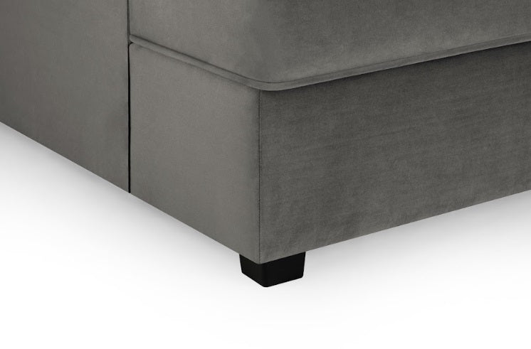 Carnaby Plush Velvet Fabric U-Shape Corner Sofa In Grey