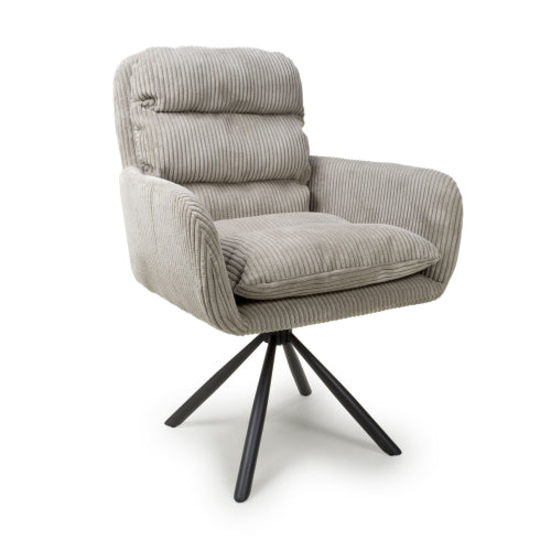 Cassidy Mink Swivel Corduroy Fabric Dining Chairs in Pair