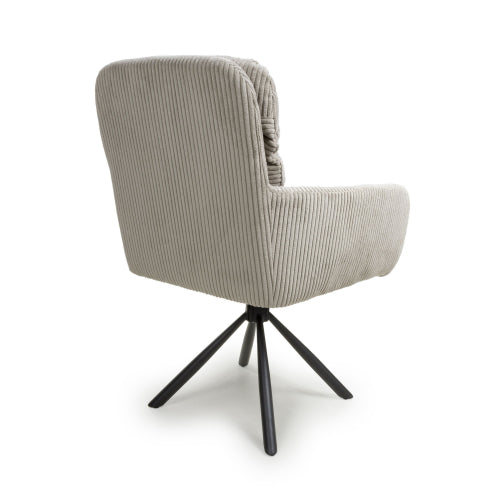 Cassidy Mink Swivel Corduroy Fabric Dining Chairs in Pair