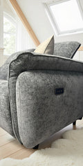 Chelsea Fabric 2 Seater Electric Recliner Sofa In Charcoal Grey