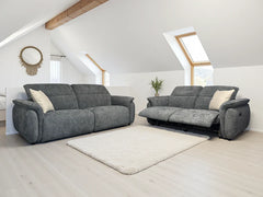 Chelsea Fabric 2 Seater Electric Recliner Sofa In Charcoal Grey