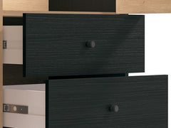 Clifton Slatted 2 Door 2 Drawer Display Cabinet In Black And Artisan Oak Effect