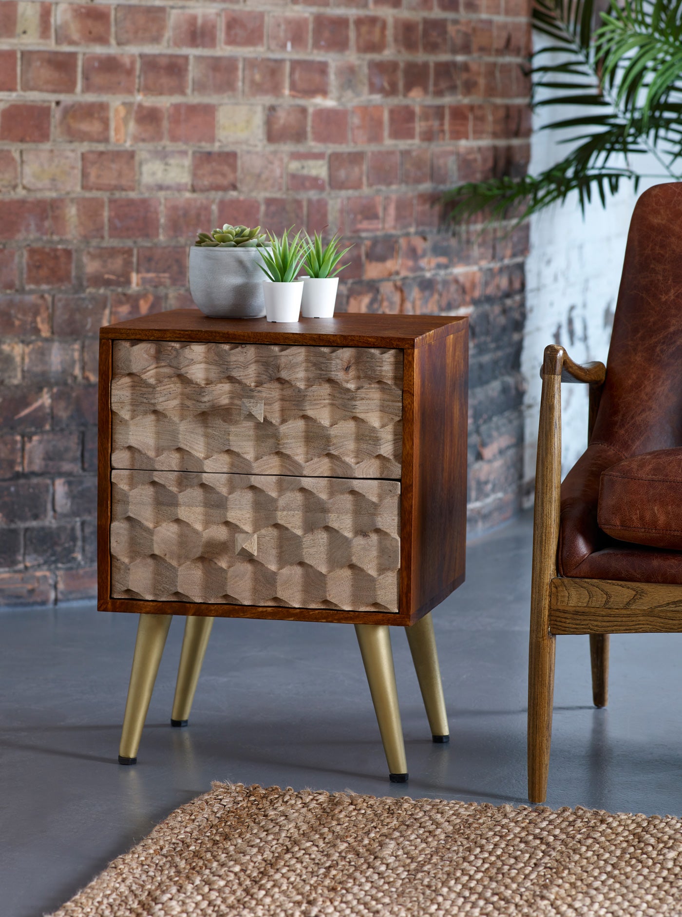 Edison 2 Drawer Bedside Table