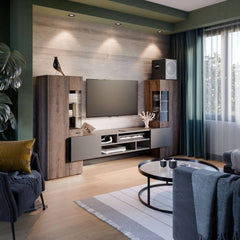 Coby Wooden TV Entertainment Unit in Oak Monastery & Black - Furniture One Shop