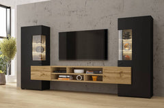 Coby Wooden TV Entertainment Unit in Oak Wotan & Black