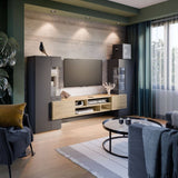 Coby Wooden TV Entertainment Unit in Oak Wotan & Black