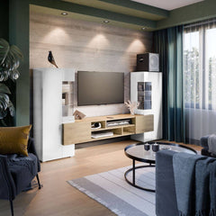 Coby Wooden TV Entertainment Unit in Oak Wotan & White Gloss