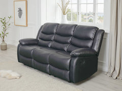 Conrad Black Bonded Leather Manual Recliner 3 Seater Sofa