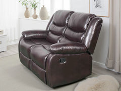 Conrad Brown Bonded Leather Manual Recliner 2 Seater Sofa