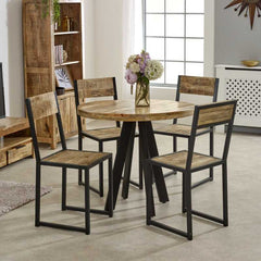 Cosmo Industrial Metal & Wood Dining Chair In Pair