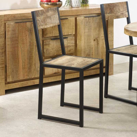 Cosmo Industrial Metal & Wood Dining Chair In Pair