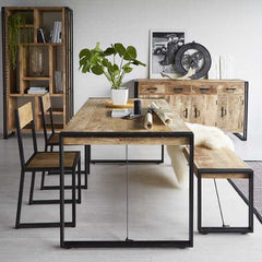 Cosmo Industrial Metal & Wood Dining Table - Large