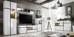 Cross Wooden 2 Door 2 Drawers Display Cabinet in White High Gloss - Furniture One Shop
