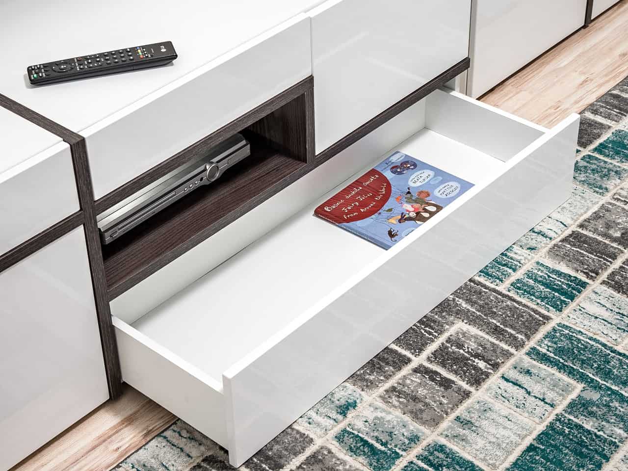 Cross Wooden TV Stand in White High Gloss - 150cm - Furniture One Shop