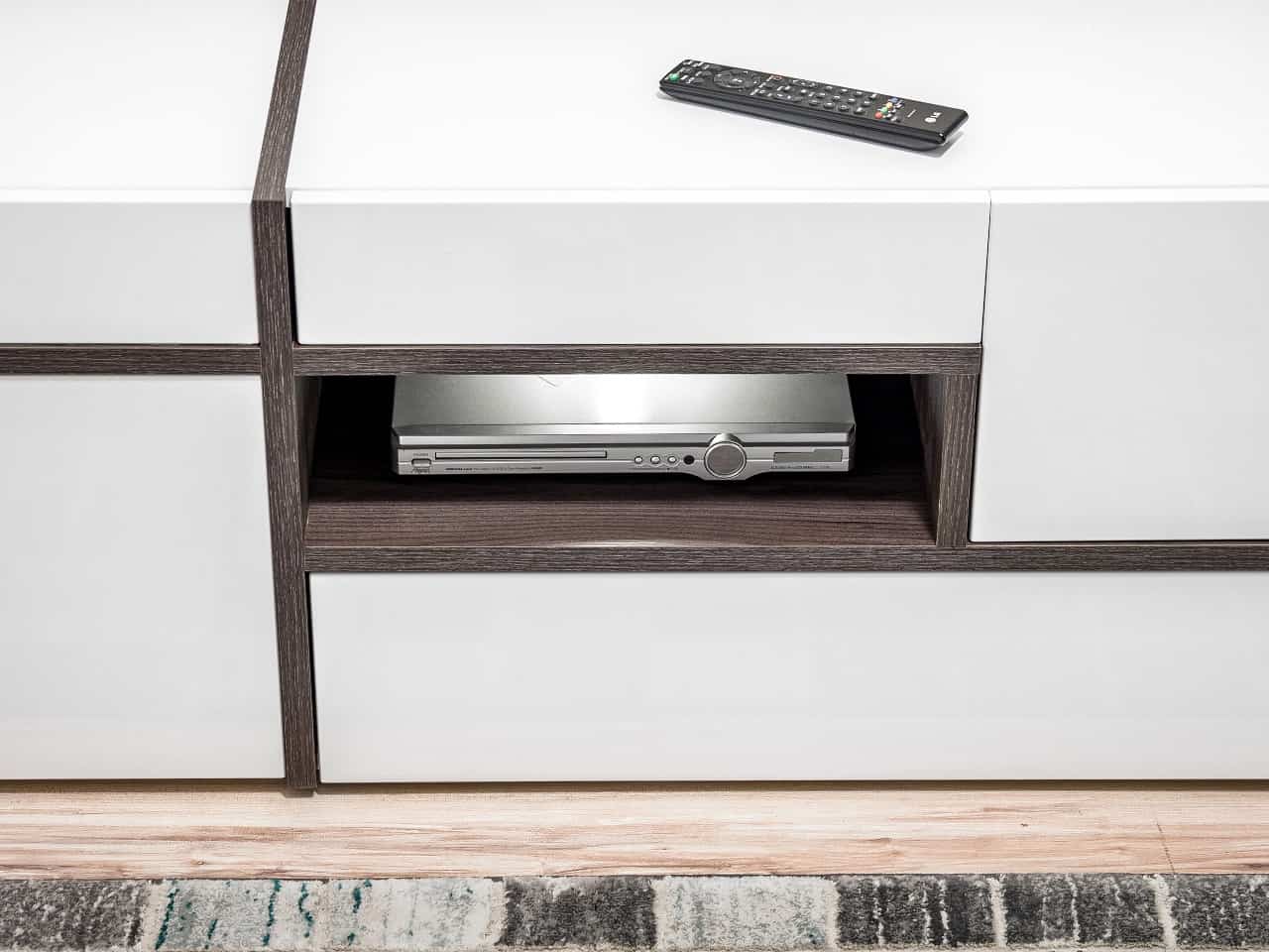 Cross Wooden TV Stand in White High Gloss - 150cm - Furniture One Shop