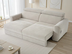 Dakota 3 Seater Electric Reclining Sofa Bed In Beige Fabric