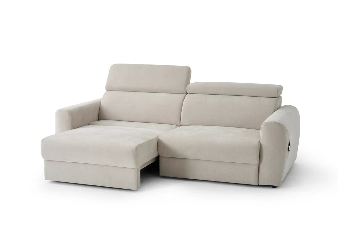 Dakota 3 Seater Electric Reclining Sofa Bed In Beige Fabric - Furniture One Shop