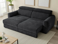 Dakota 3 Seater Electric Reclining Sofa Bed In Black Fabric