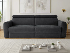 Dakota 3 Seater Electric Reclining Sofa Bed In Black Fabric