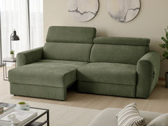 Dakota 3 Seater Electric Reclining Sofa Bed In Green Fabric
