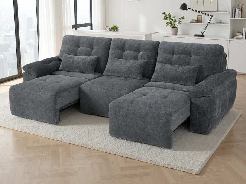 Dallas Electric Sofa Bed 3 Seater In Grey - Furniture One Shop