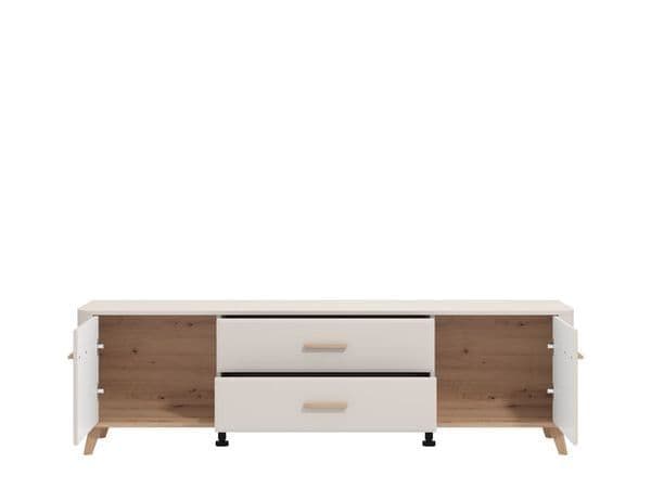 Dariqon Large TV Stand With 2 Door 2 Drawer In Cashmere And Oak Effect