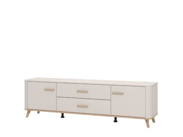 Dariqon Large TV Stand With 2 Door 2 Drawer In Cashmere And Oak Effect
