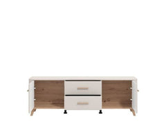Dariqon Small TV Stand With 2 Door 2 Drawer In Cashmere And Oak Effect