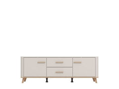 Dariqon Small TV Stand With 2 Door 2 Drawer In Cashmere And Oak Effect