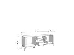 Dariqon Small TV Stand With 2 Door 2 Drawer In Cashmere And Oak Effect
