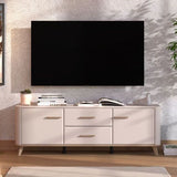 Dariqon Small TV Stand With 2 Door 2 Drawer In Cashmere And Oak Effect