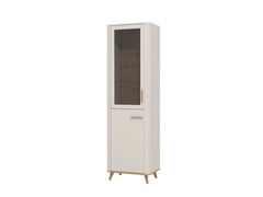 Dariqon Tall Slim 2 Door Display Cabinet In Cashmere And Oak Effect