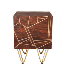 Dark Gold 2 Drawer Bedside Table