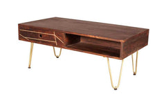 Dark Gold Rectangular Coffee Table With Drawer - Furniture One Shop