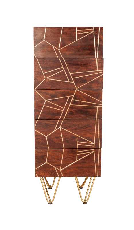 Dark Gold Tall Chest Of Drawers
