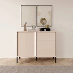Dast Wooden Sideboard 104cm in Beige with Black Metal Legs