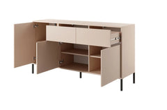 Dast Wooden Sideboard 2 Drawers 3 Doors in Beige with Black Metal Legs - Furniture One Shop