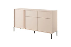 Dast Wooden Sideboard 2 Drawers 3 Doors in Beige with Black Metal Legs - Furniture One Shop