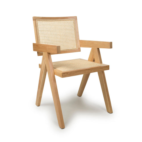 Dublin Natural Rattan Wooden Dining Chairs In Pair