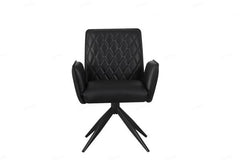 Eclat Black Faux Leather Swivel Dining Chairs in Pair