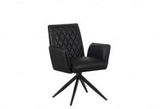 Eclat Black Faux Leather Swivel Dining Chairs in Pair
