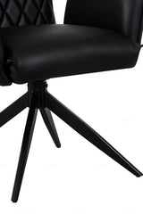Eclat Black Faux Leather Swivel Dining Chairs in Pair