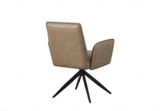Eclat Taupe Faux Leather Swivel Dining Chairs in Pair