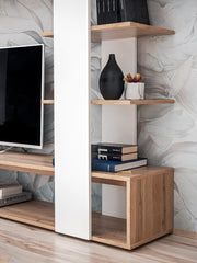 Eco Wooden TV Entertainment Unit in Oak Wotan & White