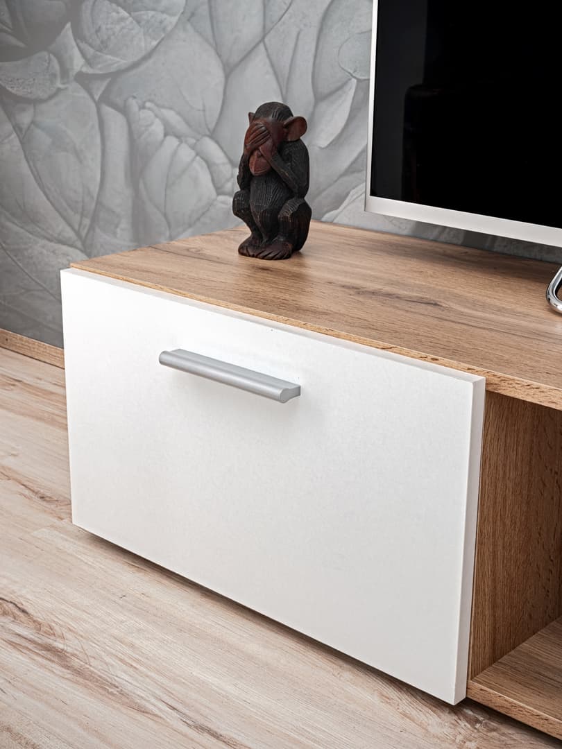 Eco Wooden TV Entertainment Unit in Oak Wotan & White