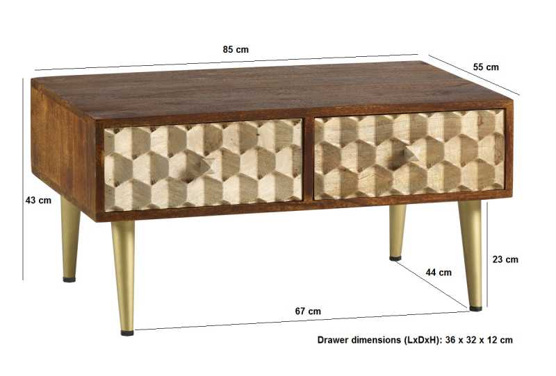 Edison Coffee Table With 2 Drawers