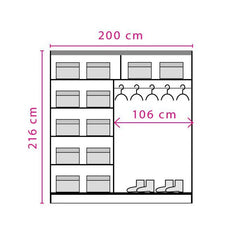 Effect Wooden Wardrobe 200cm With 2 Sliding Doors In Oak Lancelot
